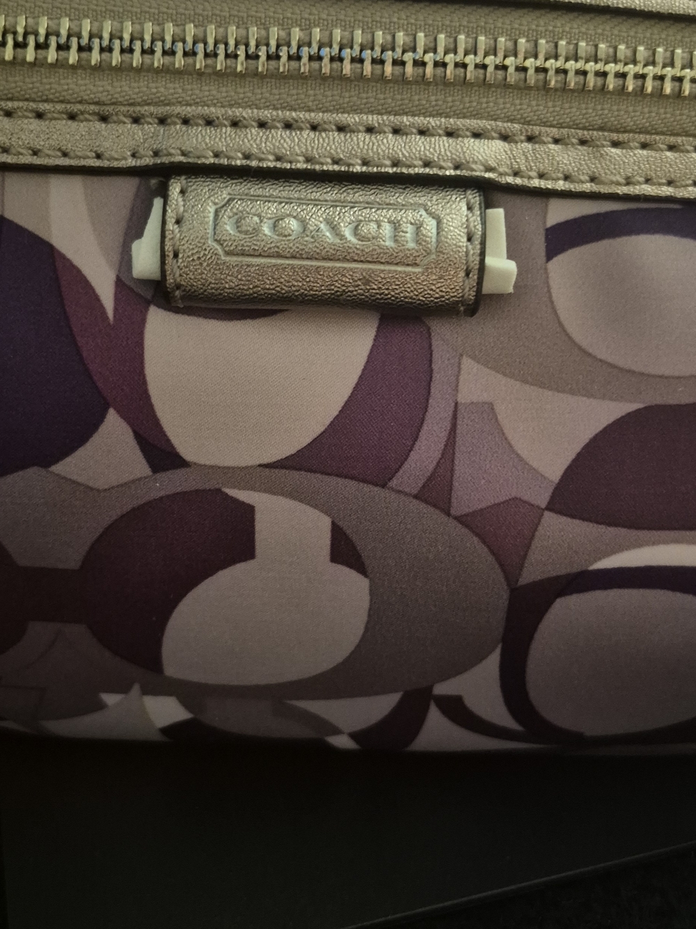 Coach Purple/lilac Signature C Pattern Shoulder Bag with Metallic Trim - Picture 5 of 8